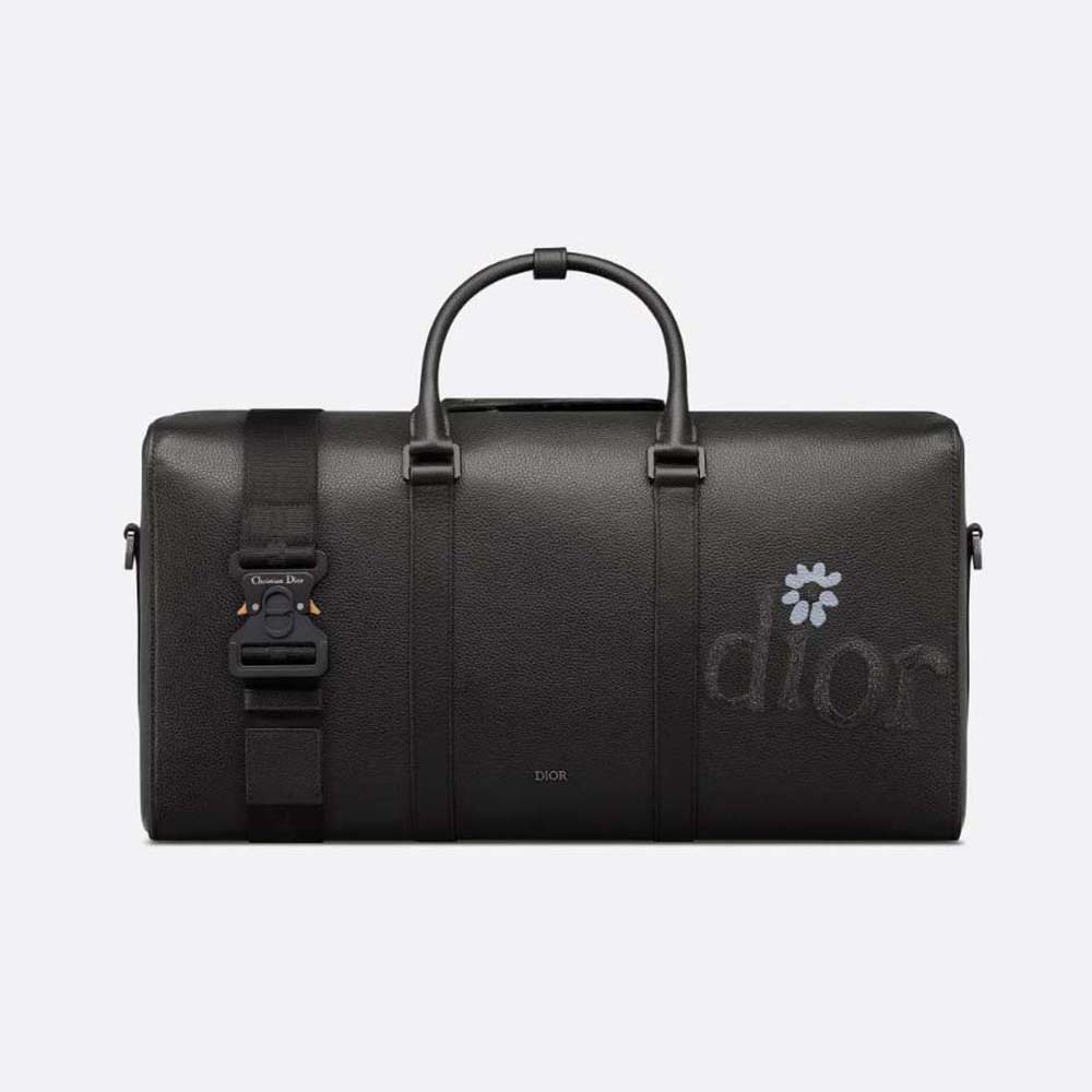 Front view of Dior Men By Erl Dior Lingot 50 Bag Black Grained Calfskin