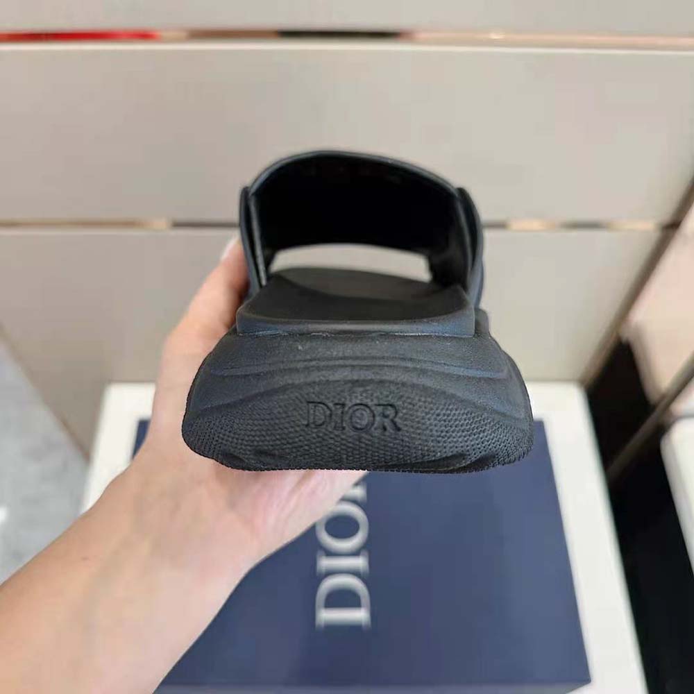 Dior Men H-town Sandal Black Rubber with Beige and Black Dior Oblique Jacquard - image 9
