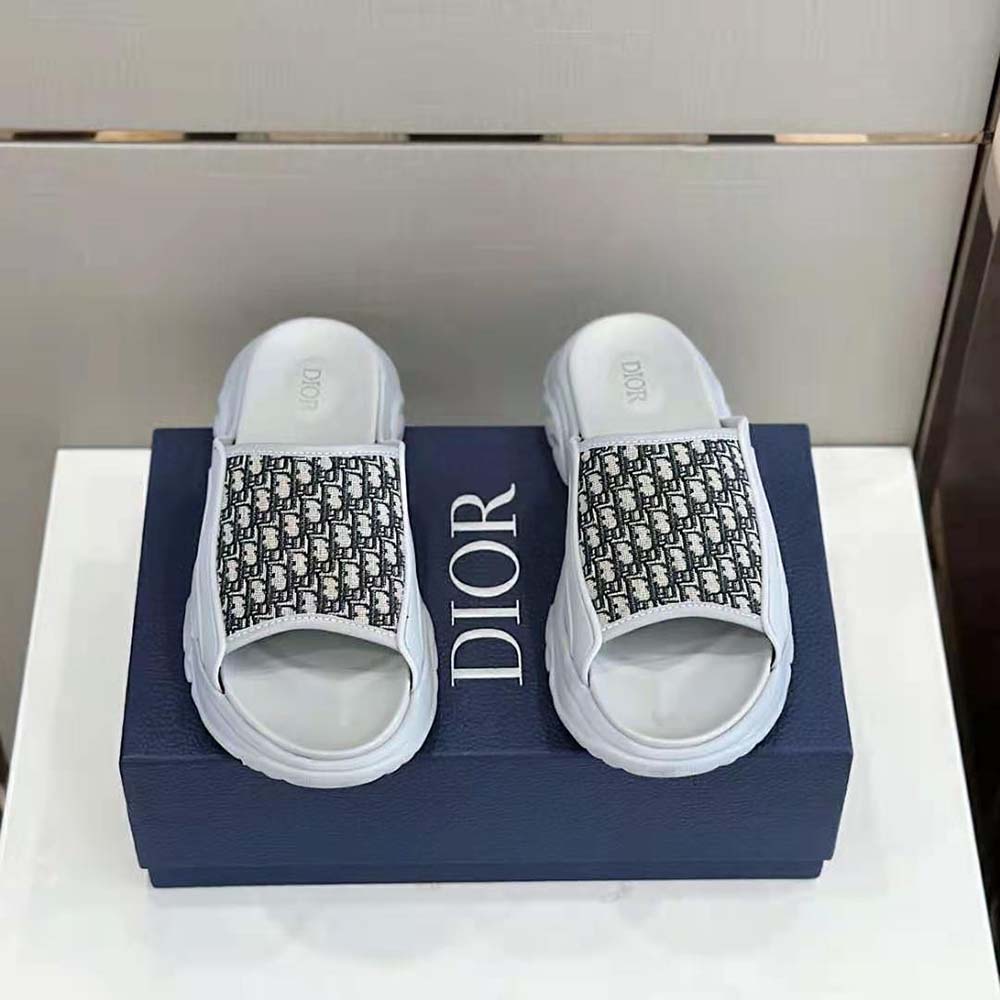 Top view of Dior Men H-town Sandal Gray Rubber with open-toe and jacquard detail