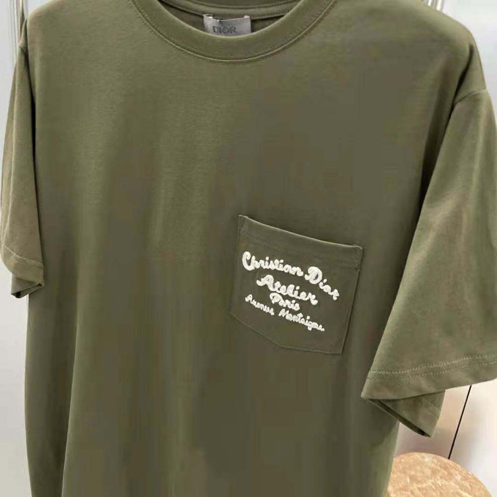 Dior Men Relaxed-fit Christian Dior Atelier T-shirt Khaki Cotton Jersey - image 6
