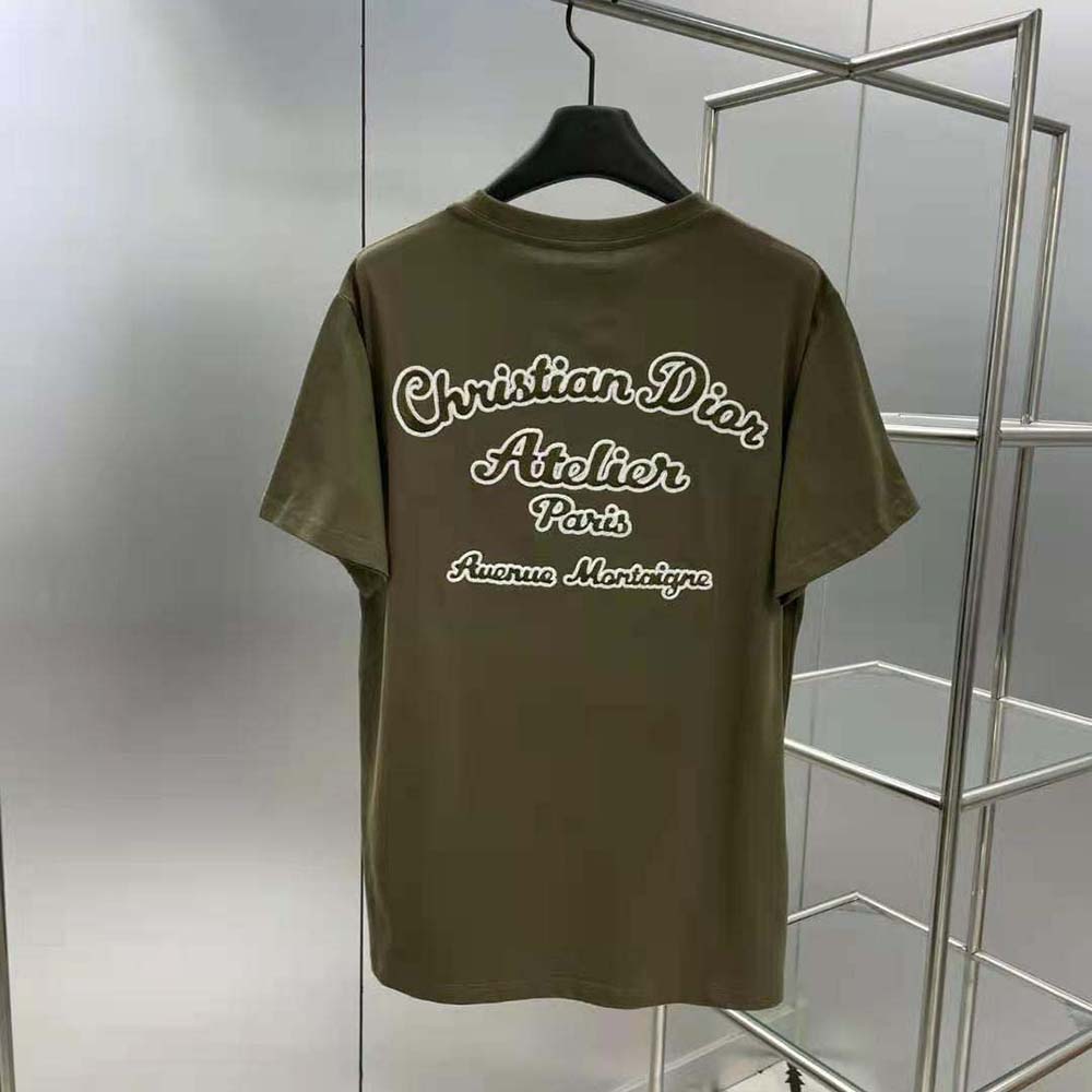 Dior Men Relaxed-fit Christian Dior Atelier T-shirt Khaki Cotton Jersey - image 4