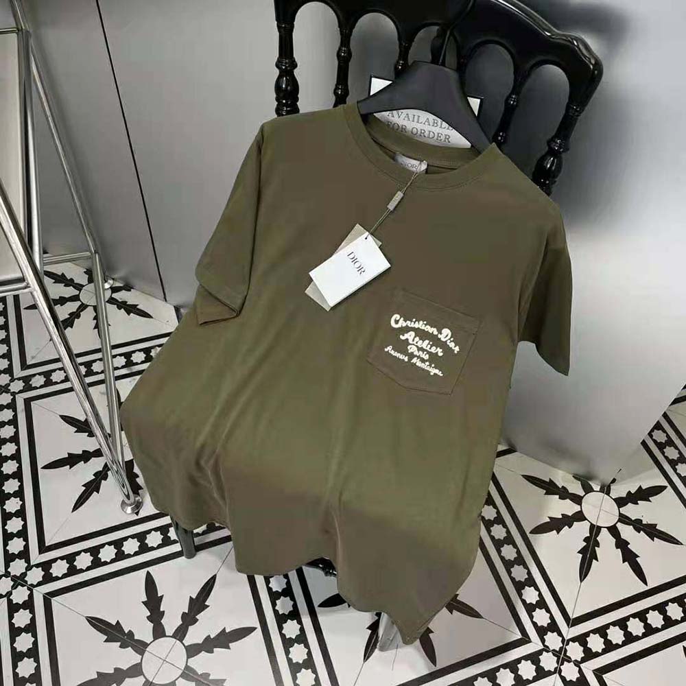 Dior Men Relaxed-fit Christian Dior Atelier T-shirt Khaki Cotton Jersey - image 5