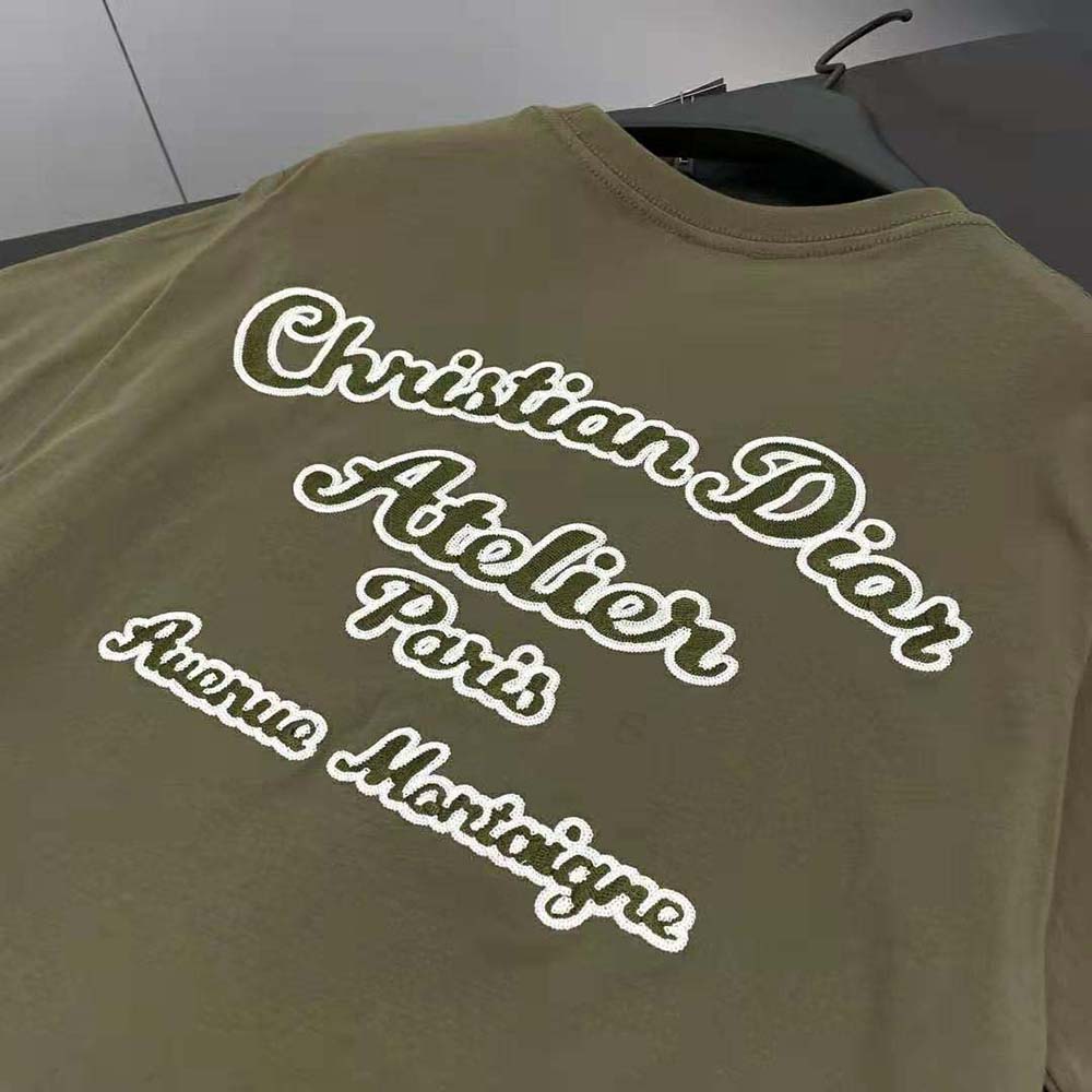Dior Men Relaxed-fit Christian Dior Atelier T-shirt Khaki Cotton Jersey - image 7