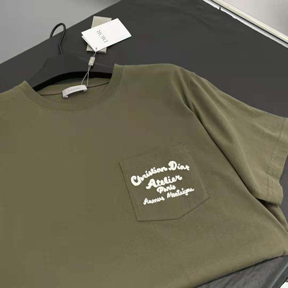 Dior Men Relaxed-fit Christian Dior Atelier T-shirt Khaki Cotton Jersey - image 8