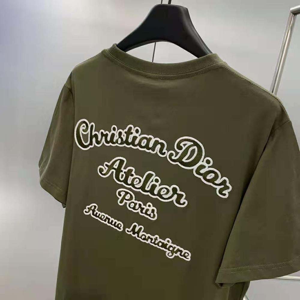 Dior Men Relaxed-fit Christian Dior Atelier T-shirt Khaki Cotton Jersey - image 9