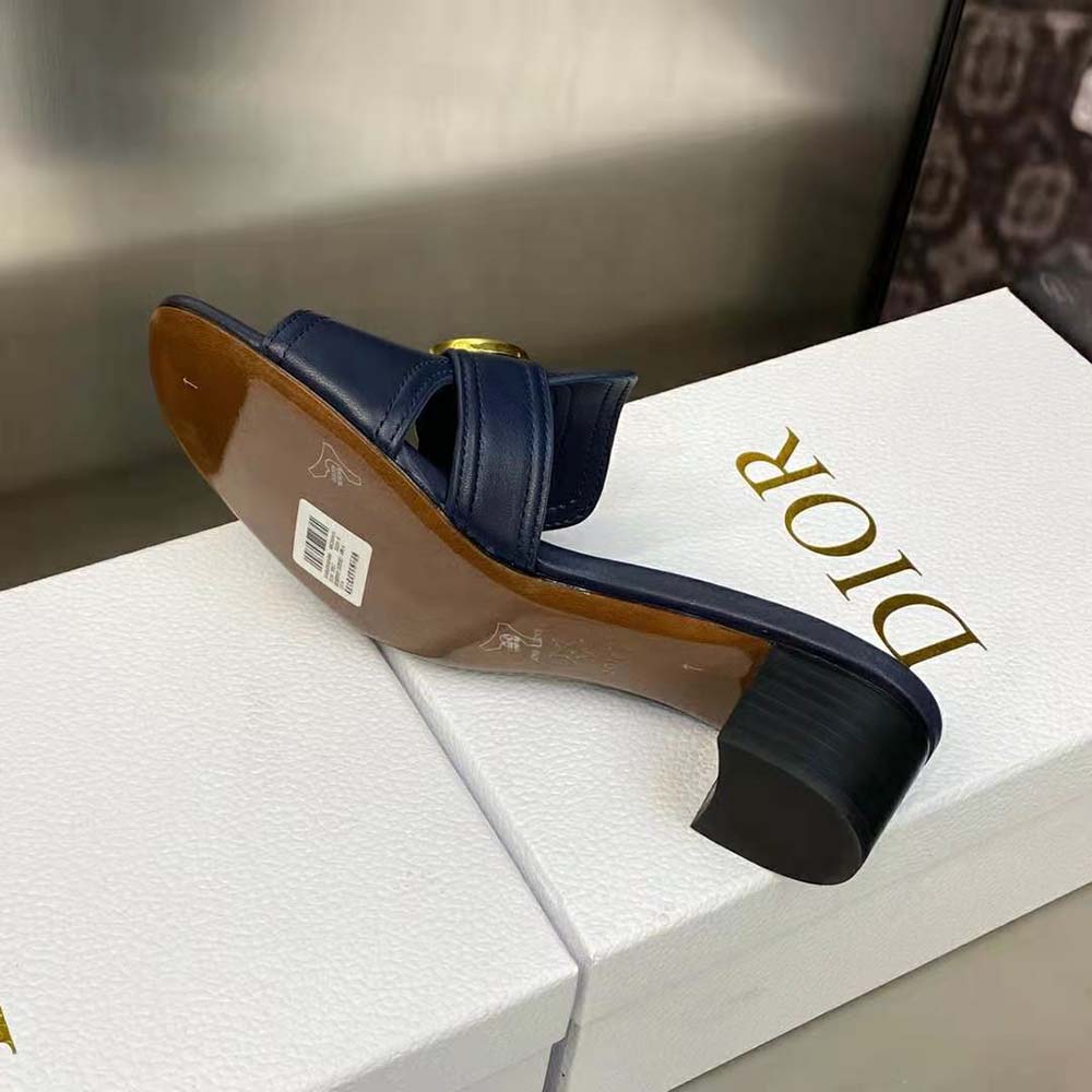 Dior Women 30 Montaigne Heeled Slide Black Calfskin - image 10