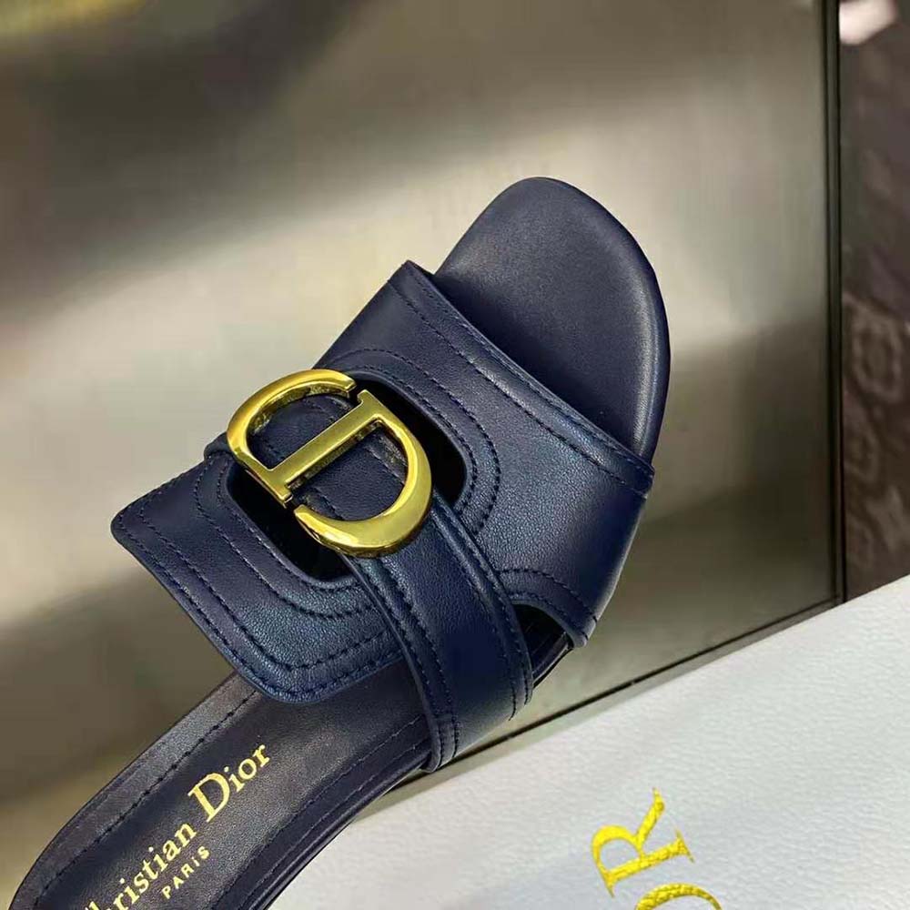 Dior Women 30 Montaigne Heeled Slide Black Calfskin - image 7