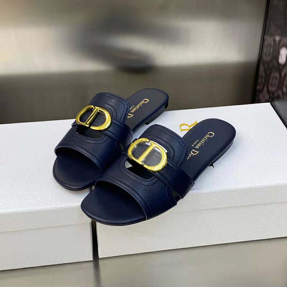 Dior Women 30 Montaigne Slide Black Calfskin - image 5