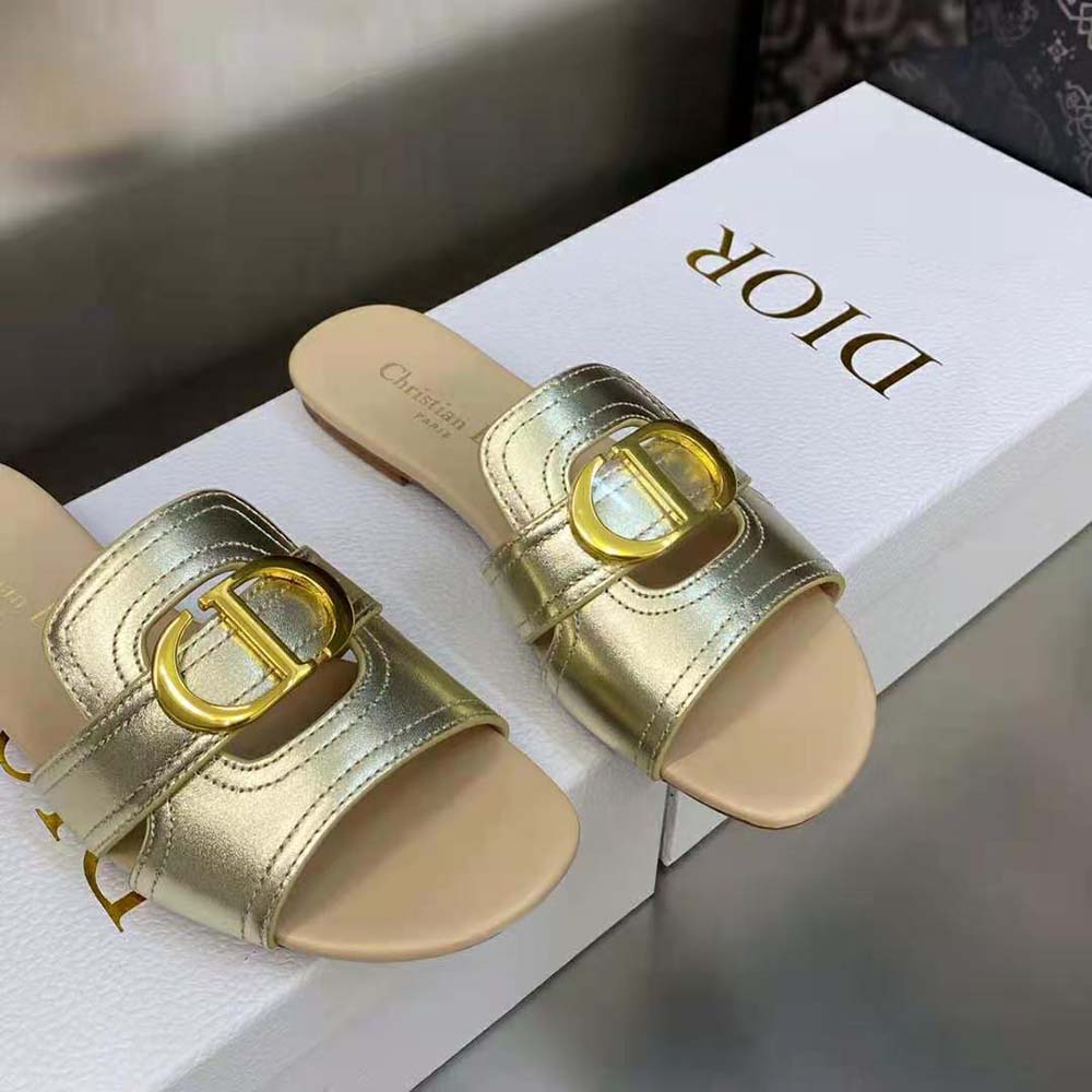 Dior Women 30 Montaigne Slide Platinum-Tone Metallic Calfskin - image 7