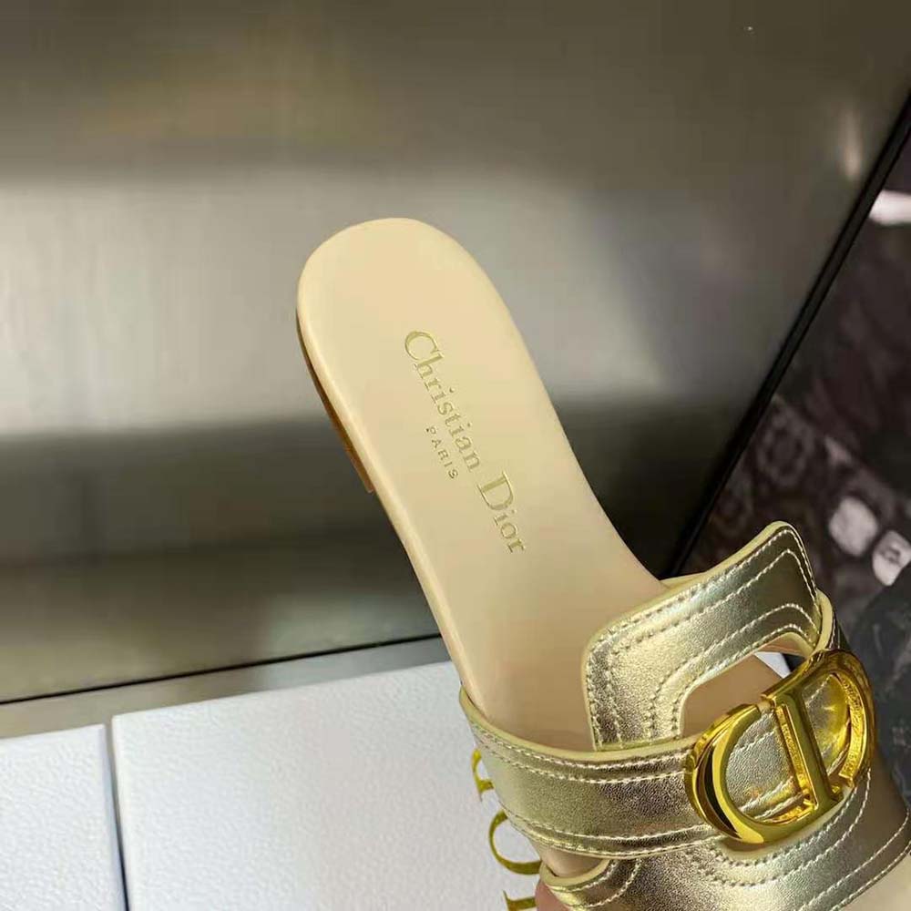 Dior Women 30 Montaigne Slide Platinum-Tone Metallic Calfskin - image 9