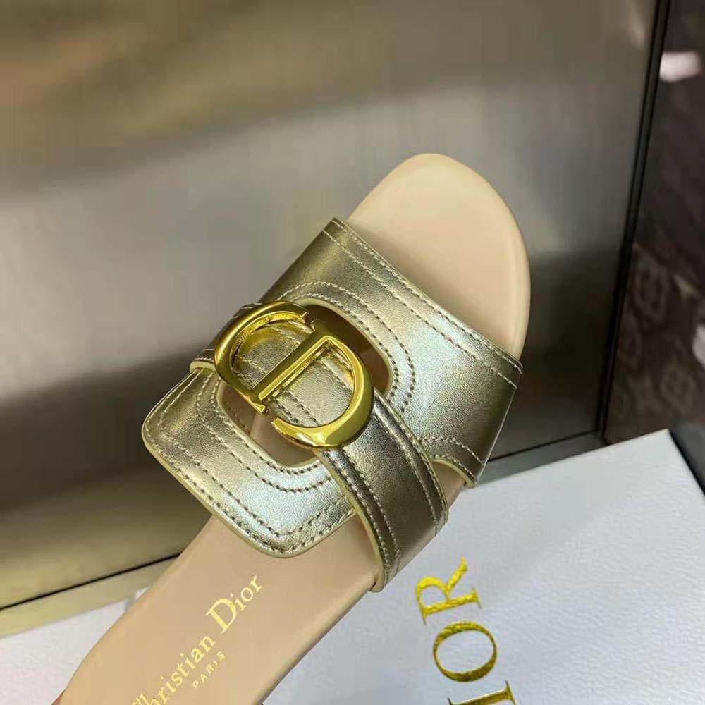 Dior Women 30 Montaigne Slide Platinum-Tone Metallic Calfskin - image 8