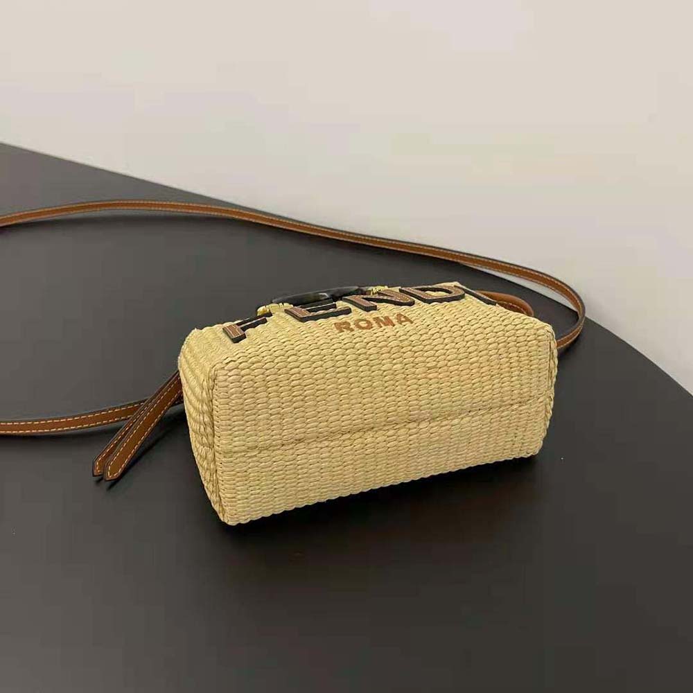 Fendi Women By The Way Mini Natural Straw Small Boston Bag - image 5