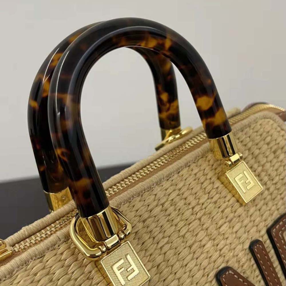 Fendi Women By The Way Mini Natural Straw Small Boston Bag - image 8