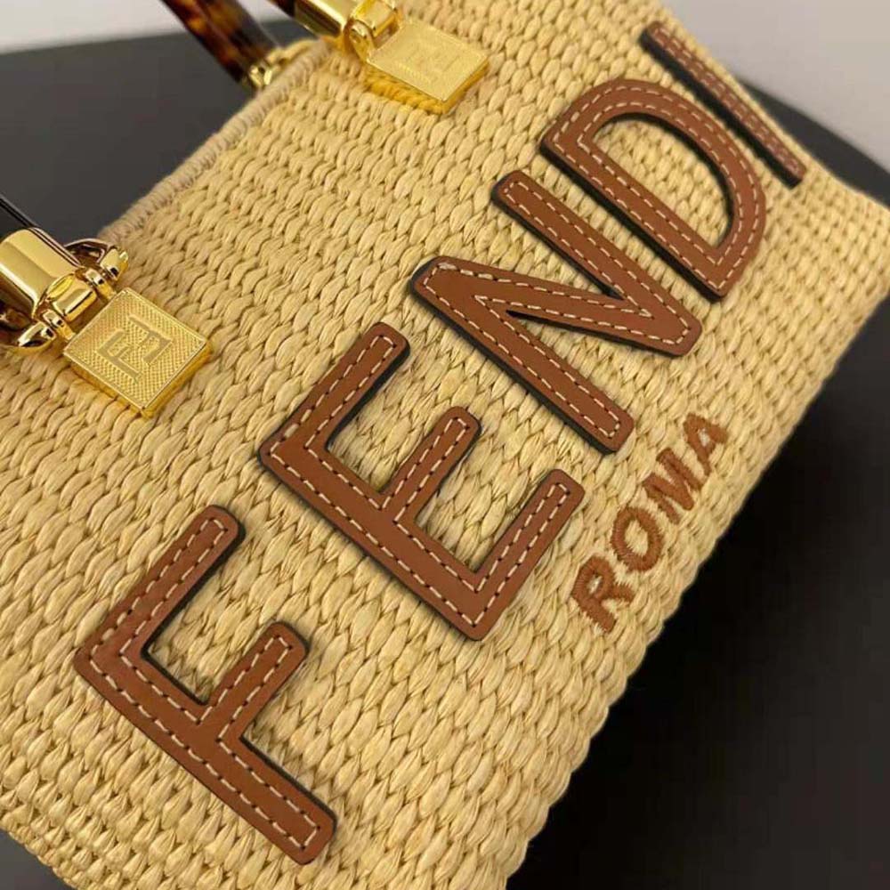 Fendi Women By The Way Mini Natural Straw Small Boston Bag - image 7