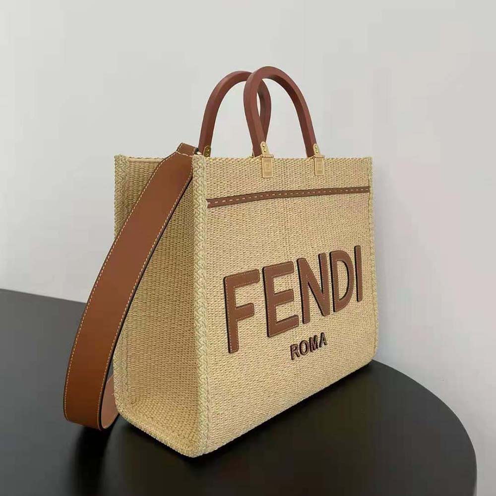 Fendi Women Fendi Sunshine Medium Shopper in Natural Straw - image 4