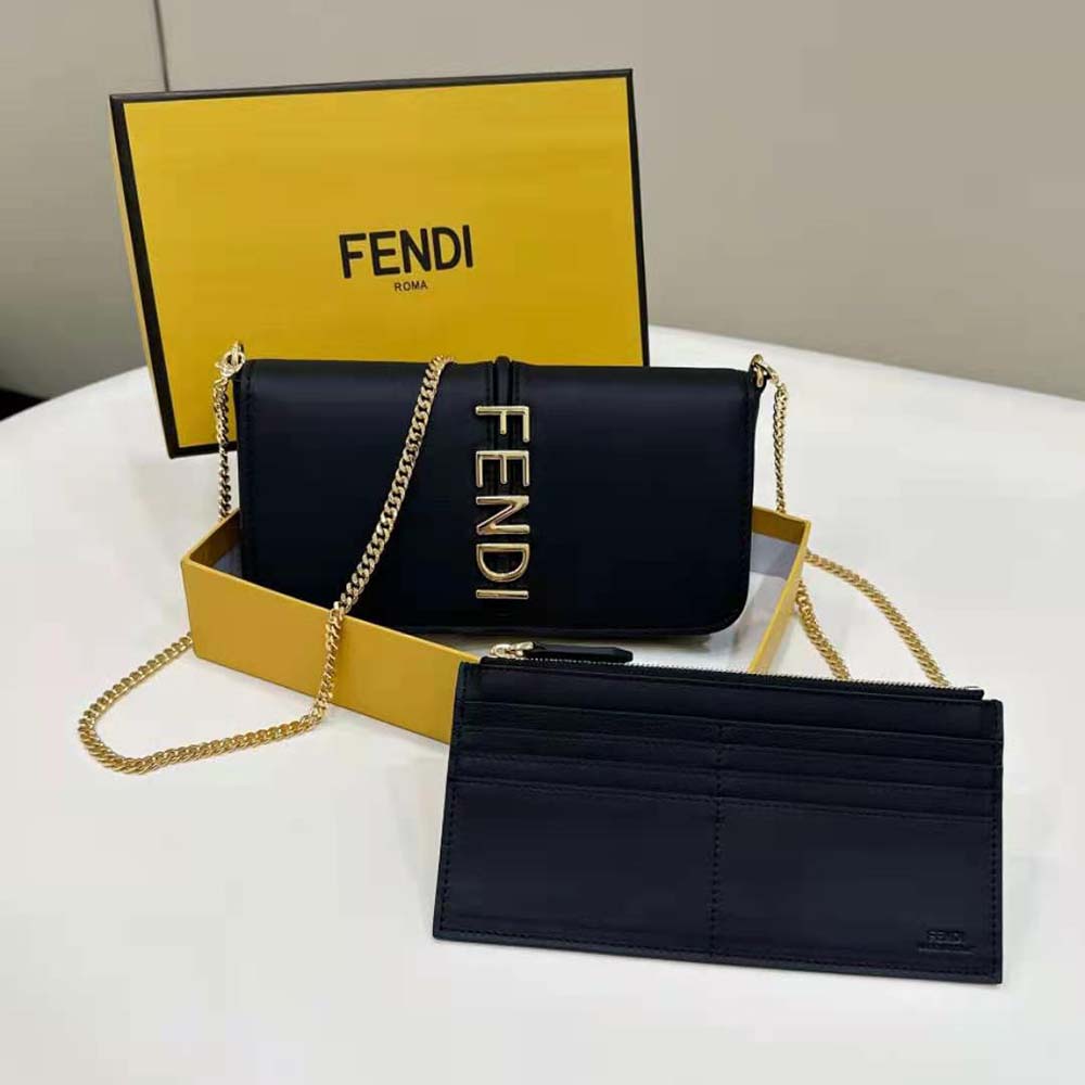 Close-up of gold-tone Fendi hardware on Fendi Women Fendigraphy Phone Pouch