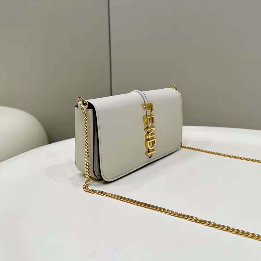 Fendi Women Fendigraphy Phone Pouch White Leather Wallet - image 4