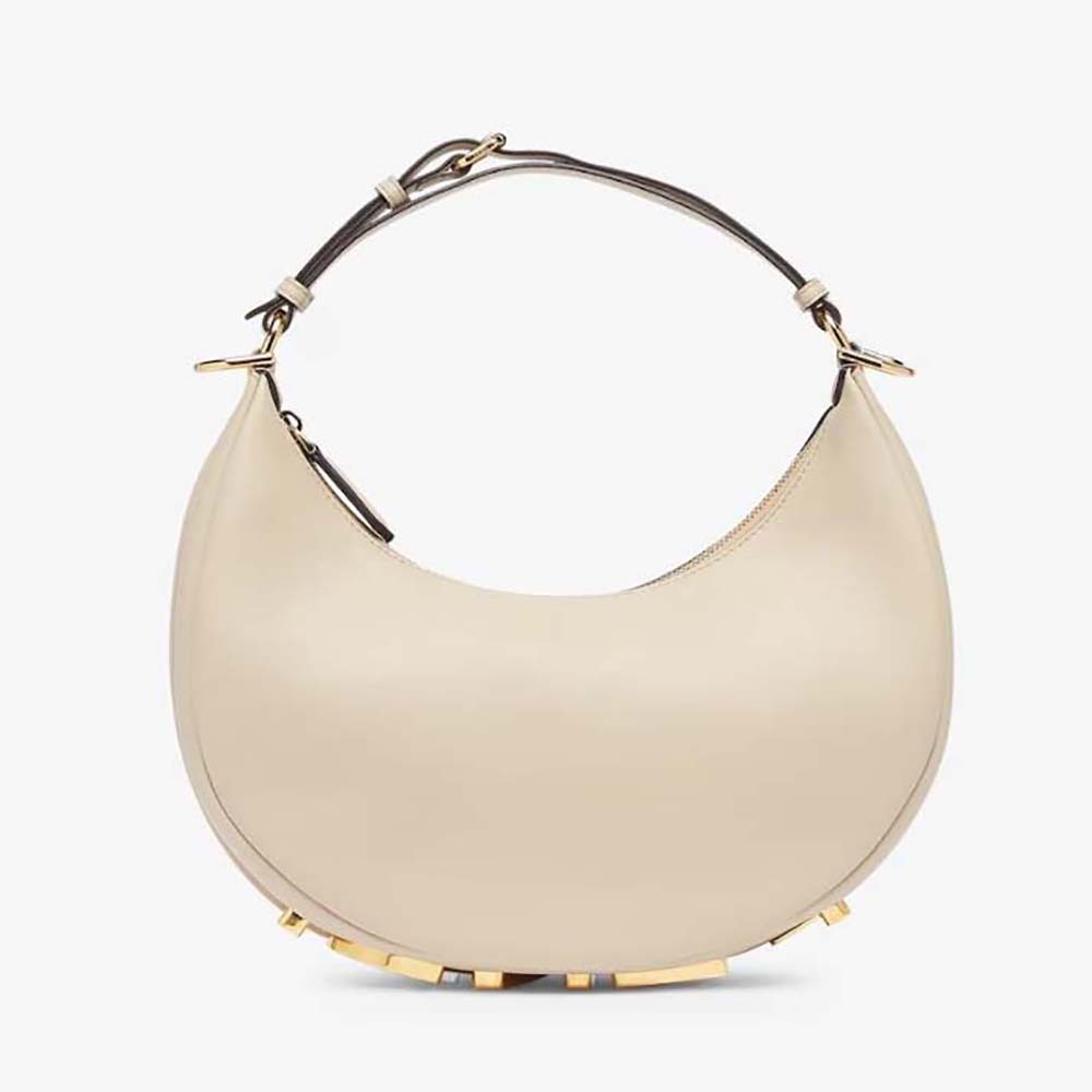 Front view of Fendi Women Fendigraphy Small Beige Leather Bag