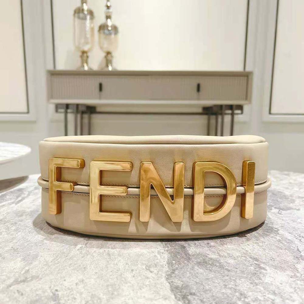Fendi Women Fendigraphy Small Beige Leather Bag - image 8