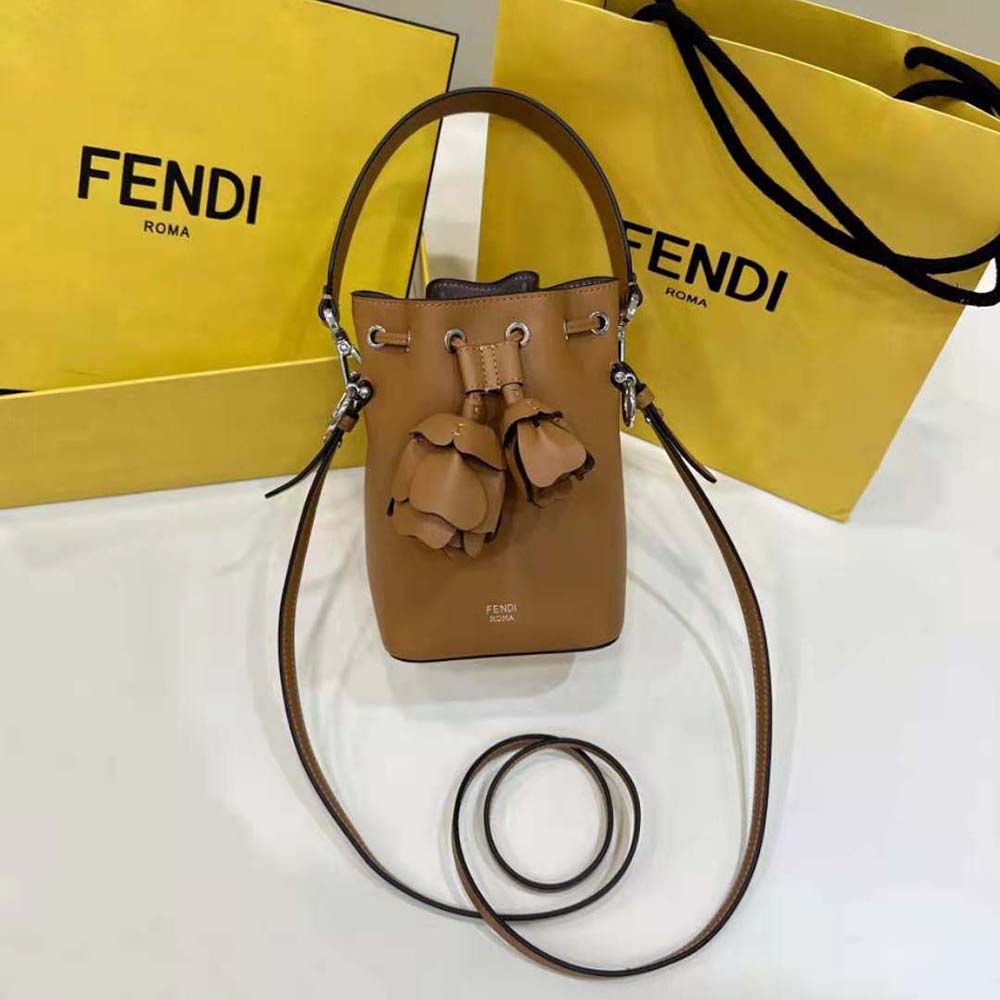 Close-up of 3D rose detailing on Fendi Women Mon Tresor mini-bag