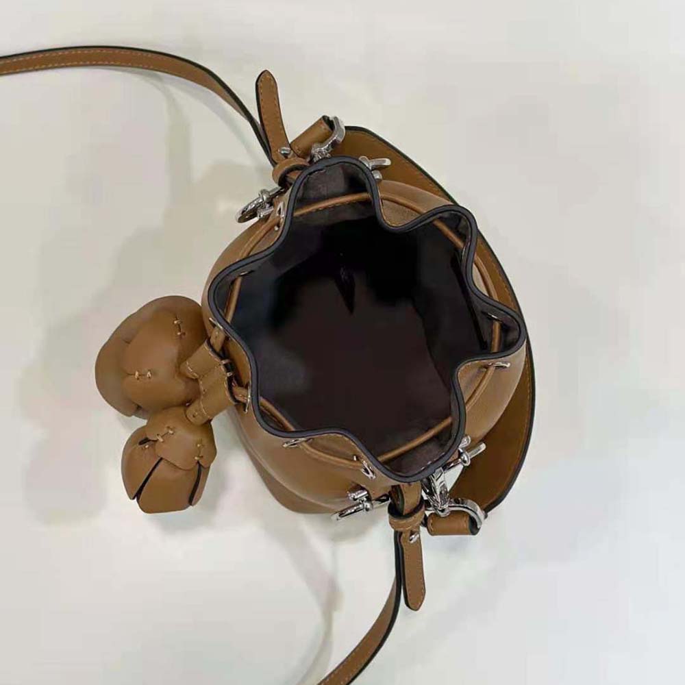 Fendi Women Mon Tresor Brown Leather Mini-bag with 3D Roses - image 5