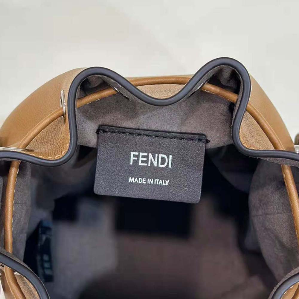 Fendi Women Mon Tresor Brown Leather Mini-bag with 3D Roses - image 8