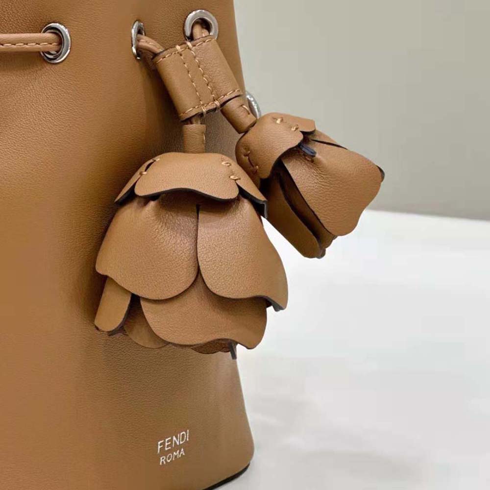 Fendi Women Mon Tresor Brown Leather Mini-bag with 3D Roses - image 7