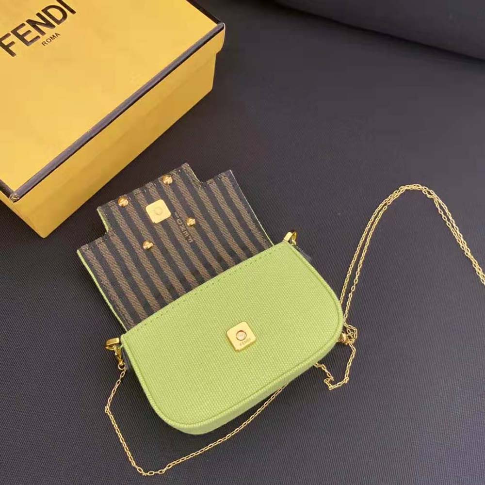 Fendi Women Nano Baguette Charm Acid Green Canvas Charm with FF Embroidery - image 6