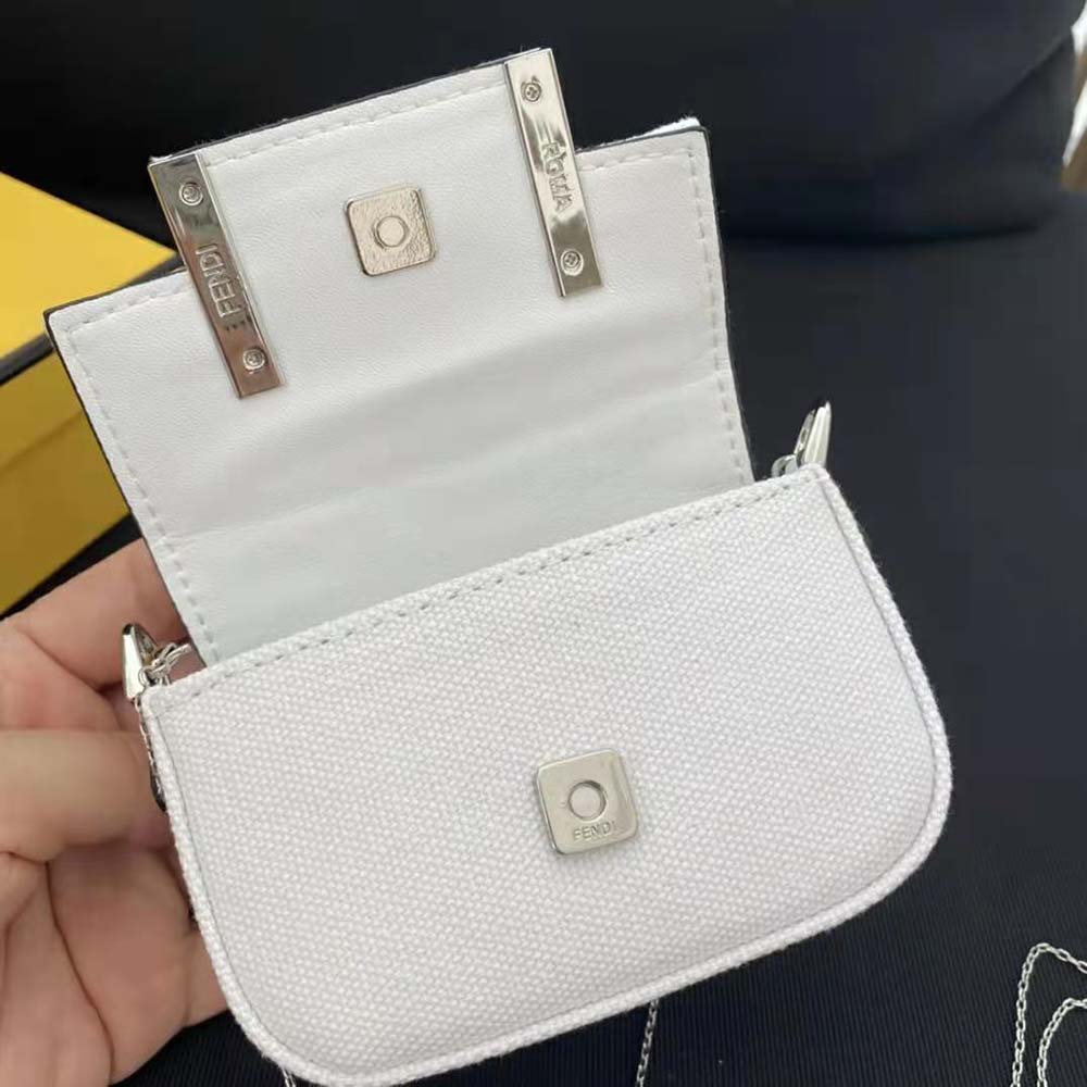 Fendi Women Nano Baguette Charm Embroidered white Canvas Fendi Charm - image 8
