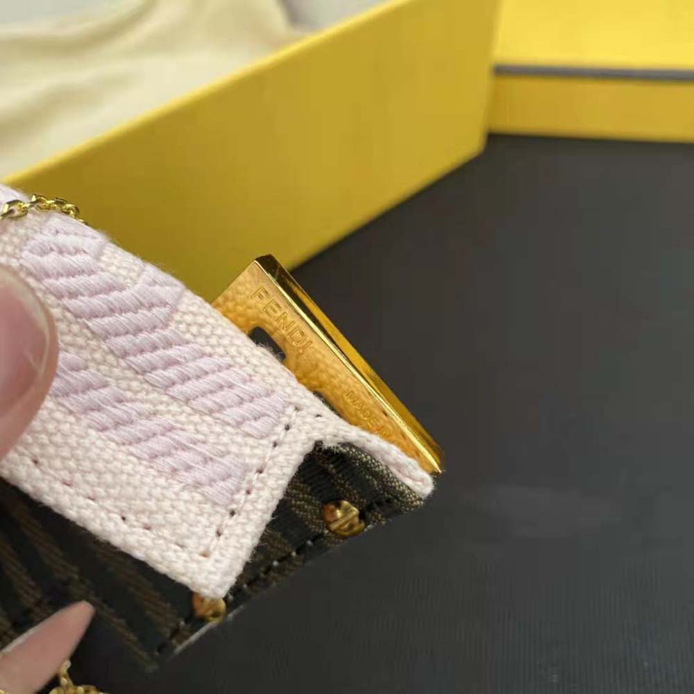Fendi Women Nano Baguette Charm Pink Canvas Charm with FF Embroidery - image 9