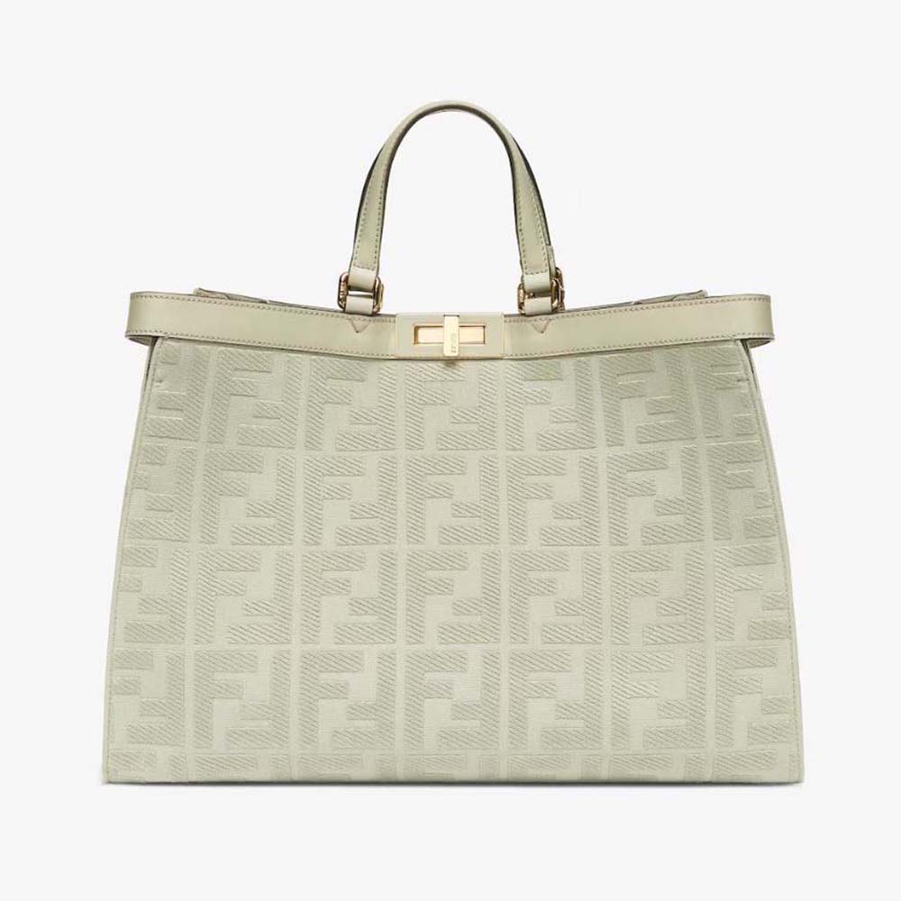 Front view of Fendi Women X-Tote Light Green Canvas Shopper