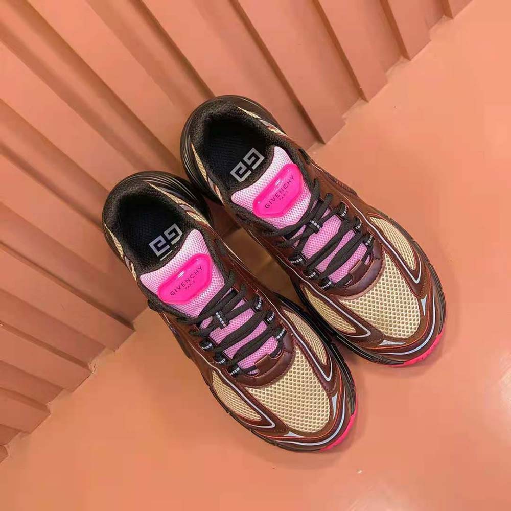 Close-up of mesh upper and lace details on Givenchy TK-MX Runner Sneakers