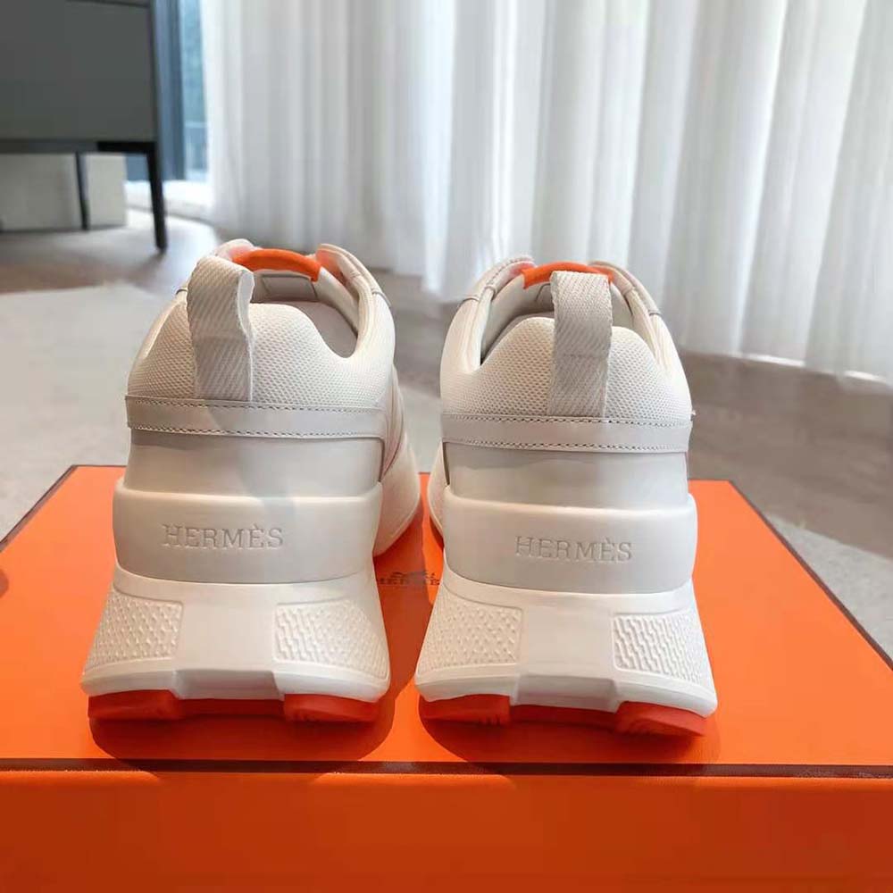 Hermes Unisex Giga Sneaker in Stitched Mesh and Calfskin-White - image 7