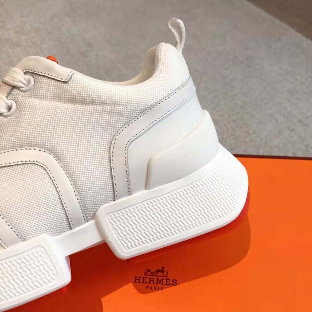 Hermes Unisex Giga Sneaker in Stitched Mesh and Calfskin-White - image 8