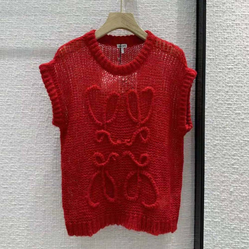 Close-up of embroidered Anagram detail on Loewe Women Anagram Vest