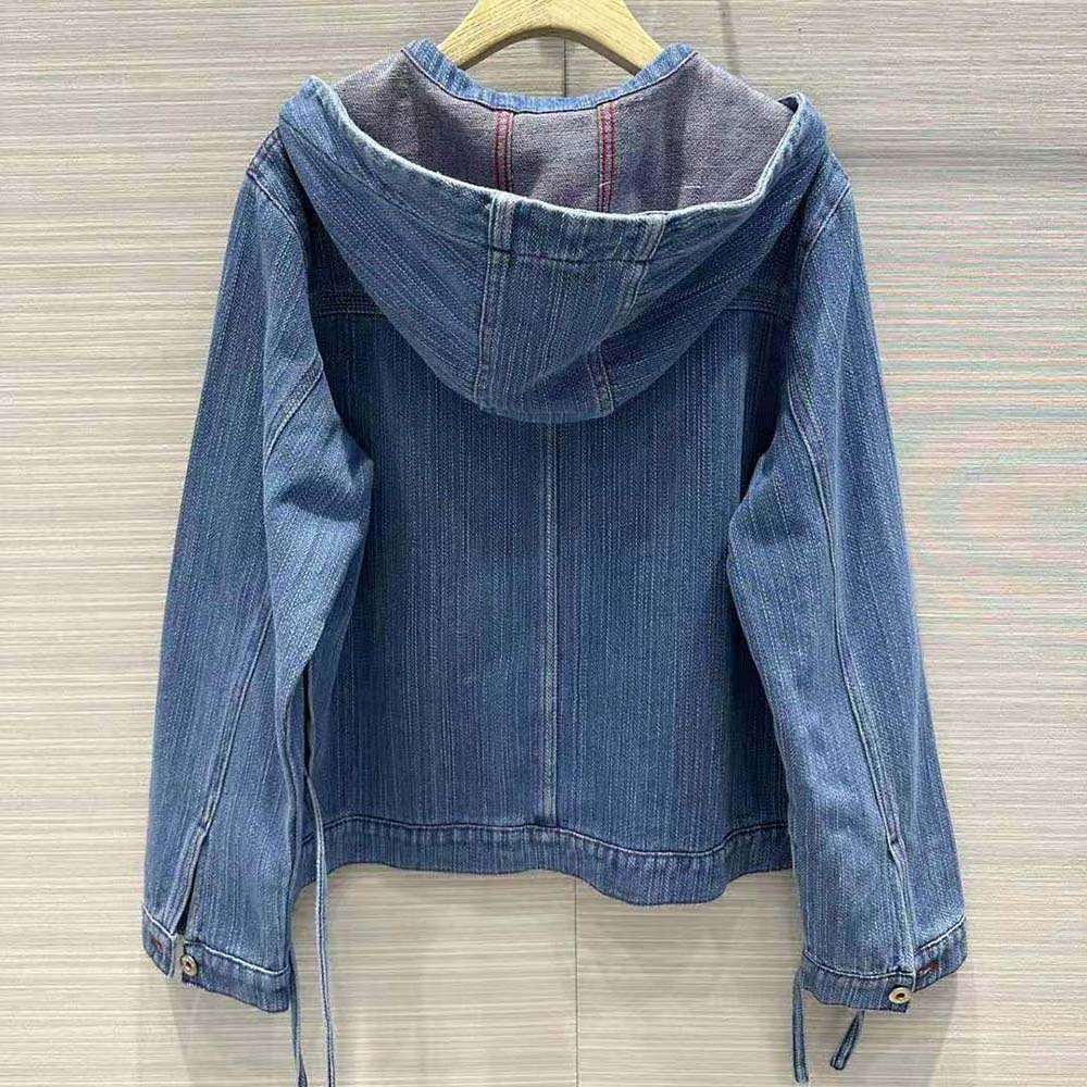 Side angle showing structured silhouette of Loewe Women Cropped Workwear Jacket