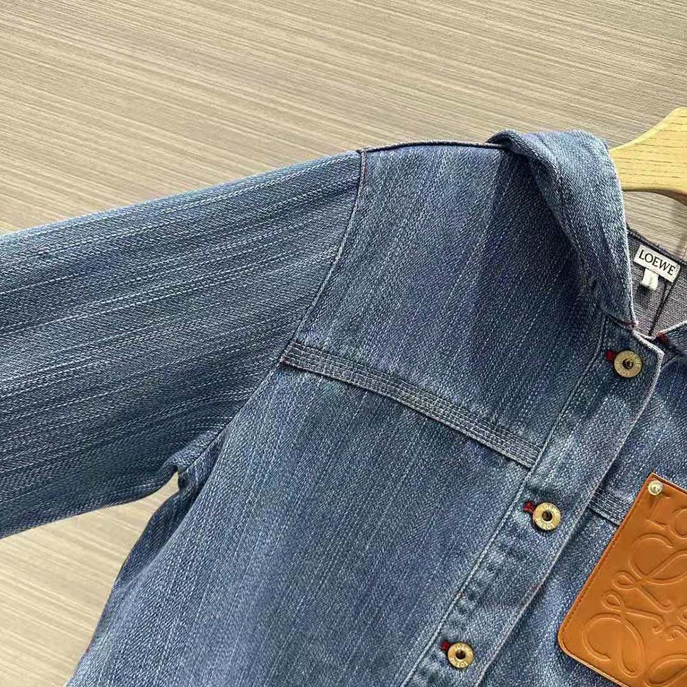 Loewe Women Cropped Workwear Jacket in Denim - image 6