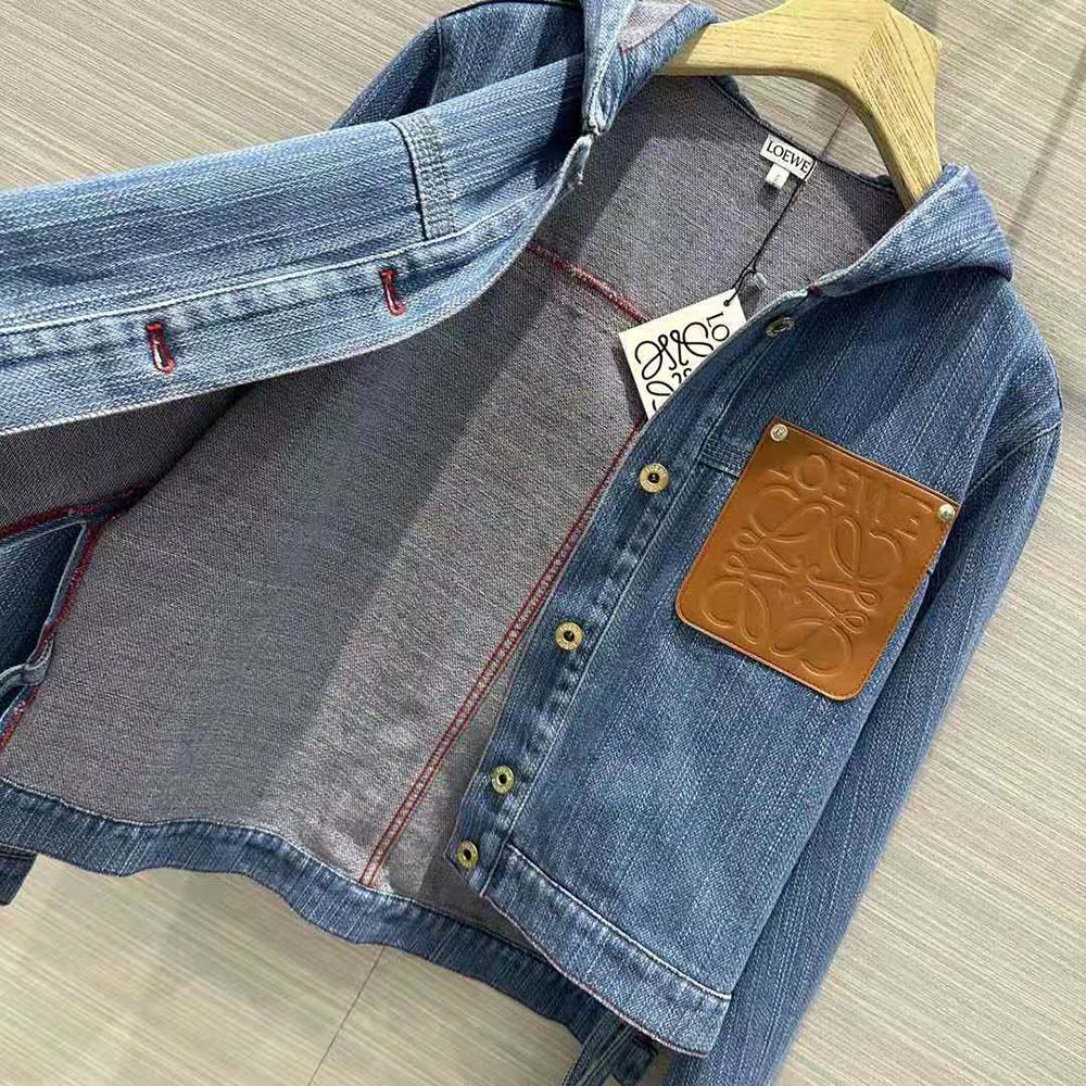 Loewe Women Cropped Workwear Jacket in Denim - image 9