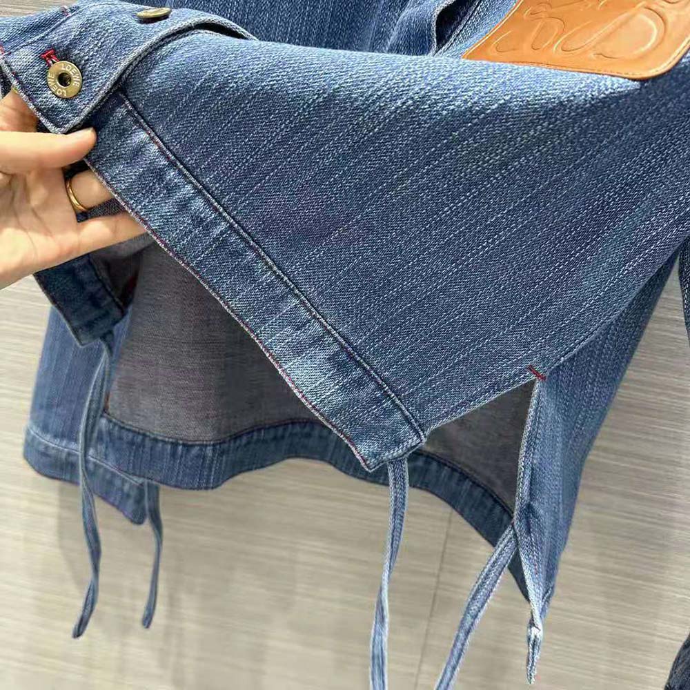 Loewe Women Cropped Workwear Jacket in Denim - image 8