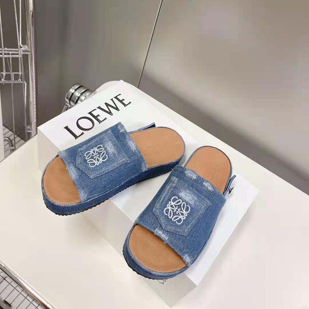 Loewe Women Deconstructed Slide in Denim-Navy - image 5
