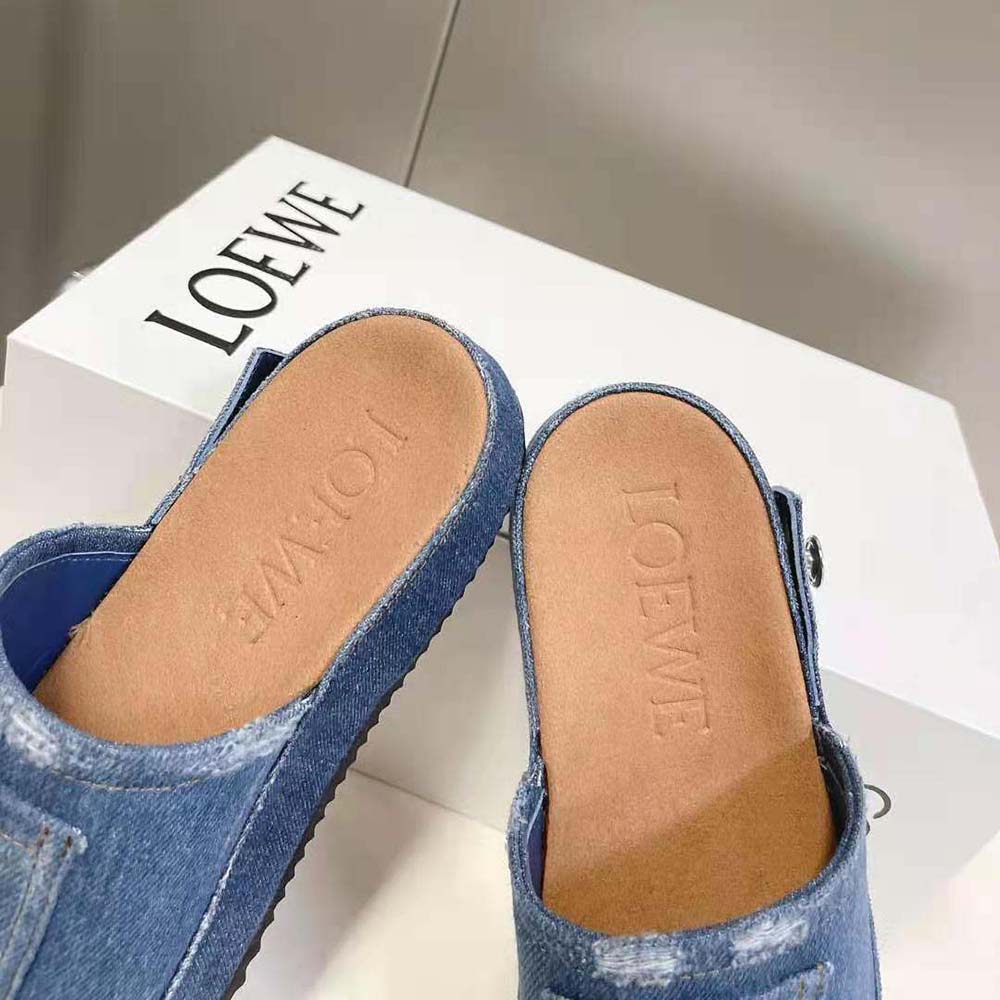 Loewe Women Deconstructed Slide in Denim-Navy - image 9