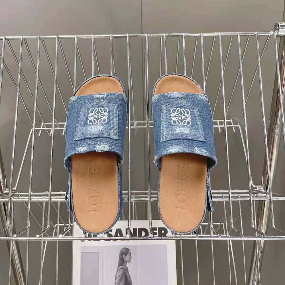 Loewe Women Deconstructed Slide in Denim-Navy - image 6