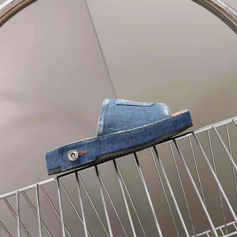 Loewe Women Deconstructed Slide in Denim-Navy - image 7
