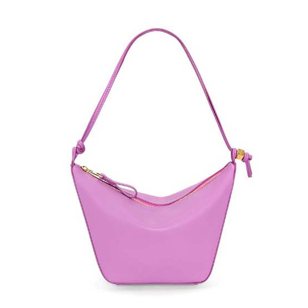 Front view of Loewe Women Mini Hammock Hobo Bag in Classic Calfskin-Rose