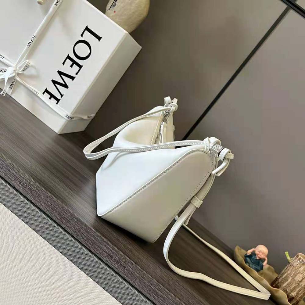 Loewe Women Mini Hammock Hobo Bag in Classic Calfskin-White - image 4