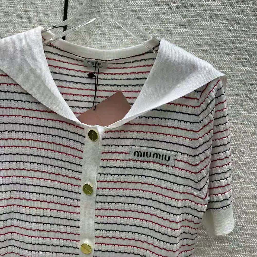 Miu Miu Women Cotton Sweater with Knit Logo Patch - image 5