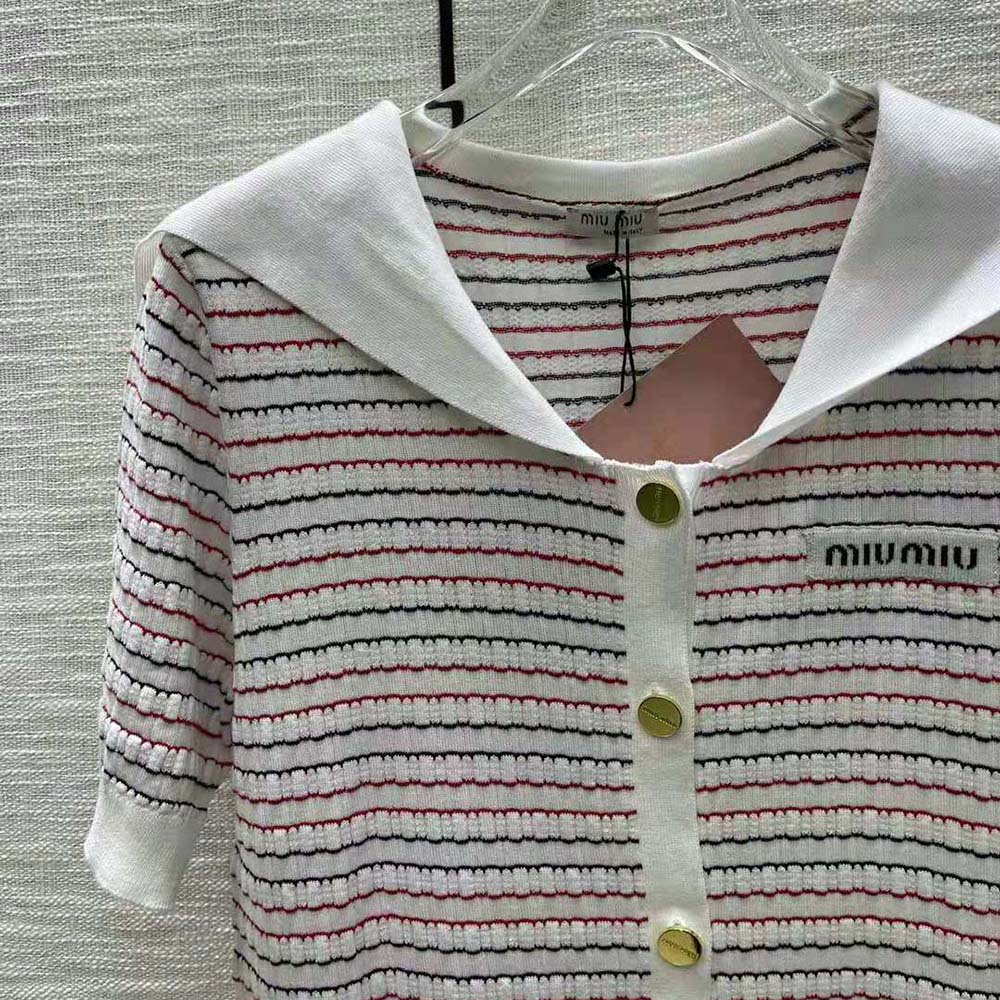 Miu Miu Women Cotton Sweater with Knit Logo Patch - image 4
