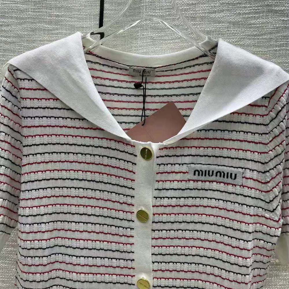 Miu Miu Women Cotton Sweater with Knit Logo Patch - image 6