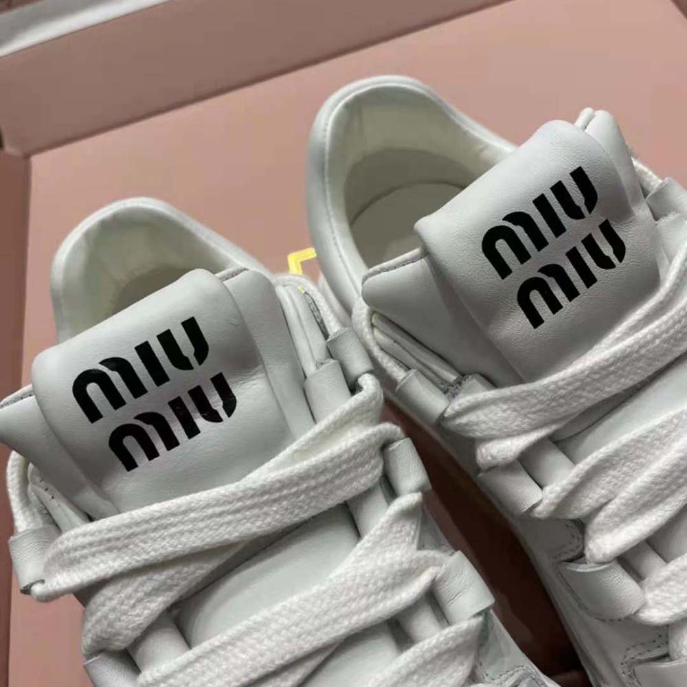 Miu Miu Women Leather Sneakers with Lettering Logo - image 9
