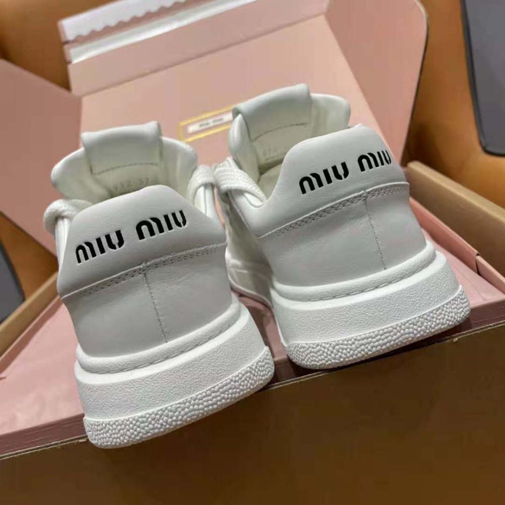 Miu Miu Women Leather Sneakers with Lettering Logo - image 8